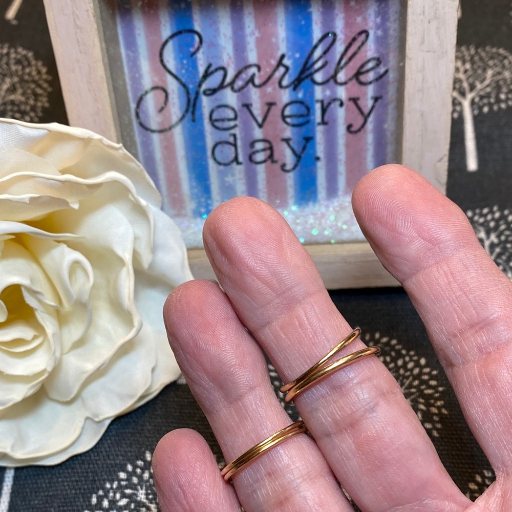 Gold Tone Ring Set of 4 with Gemstones - Picture 4 of 7